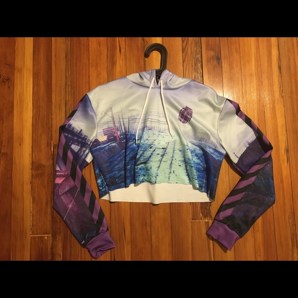 Graphic cropped hoodie